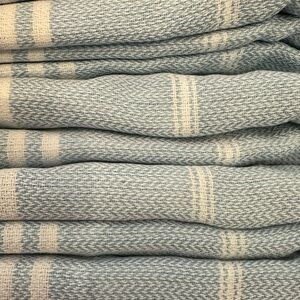 Turkish Light Blue & Cream 100% cotton beach towel 36”- 71”